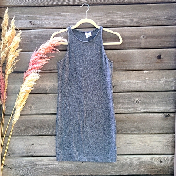 H&M Gray Halter Ribbed Body Con Midi Dress - Picture 1 of 1